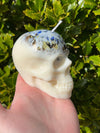 Witches Shield of Protection Herbal Intention Large Skull Crystal Candle | Ritual Altar Tool Stone Spell Scented Soy Gift Dragons Blood