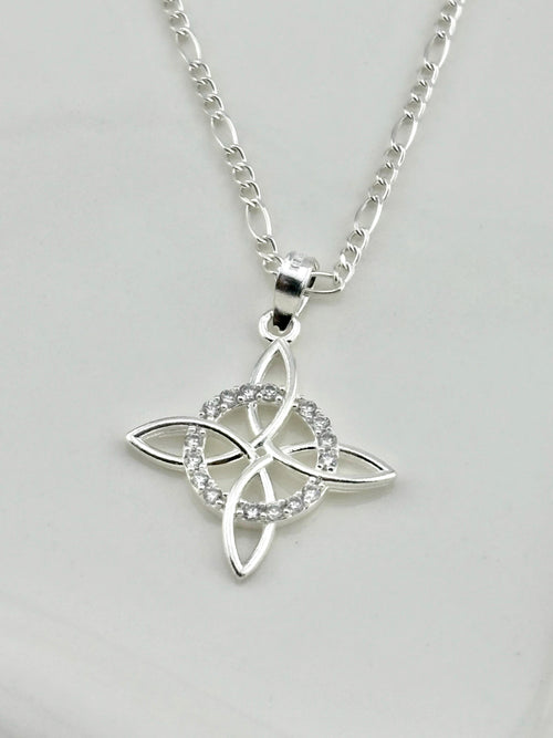 Silver 925 Witch Knot Necklace 18”| Cadena fígaro con nudo de bruja plata mexicana 925