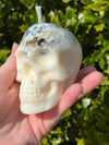 Witches Shield of Protection Herbal Intention Large Skull Crystal Candle | Ritual Altar Tool Stone Spell Scented Soy Gift Dragons Blood