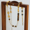Versatile Light Luxury Titanium Steel Freshwater Pearl Tiger Eye Stone Pig Nose Chain Necklace Jewelry for Women
