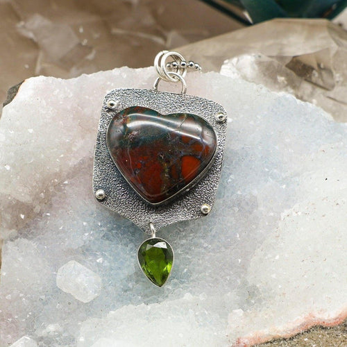 Bloodstone 925 Sterling Silver Pendant, Vitality Protection