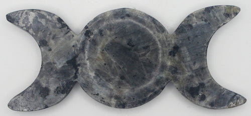 Larvikite Triple Moon Dish – Stone of Protection & Intuition