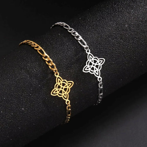 Hollow Chinese Knot Charms Bracelets Witch Knot Chain Bracelet Women Men Vintage Love Jewelry Gifts