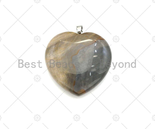 High Quality Natural Sodalite/Green Aventurine/River Jasper/Quartz/Howlite Heart Pendant,Necklace Heart Pendant, 40mm,Sku#40mm,Sku#YK19